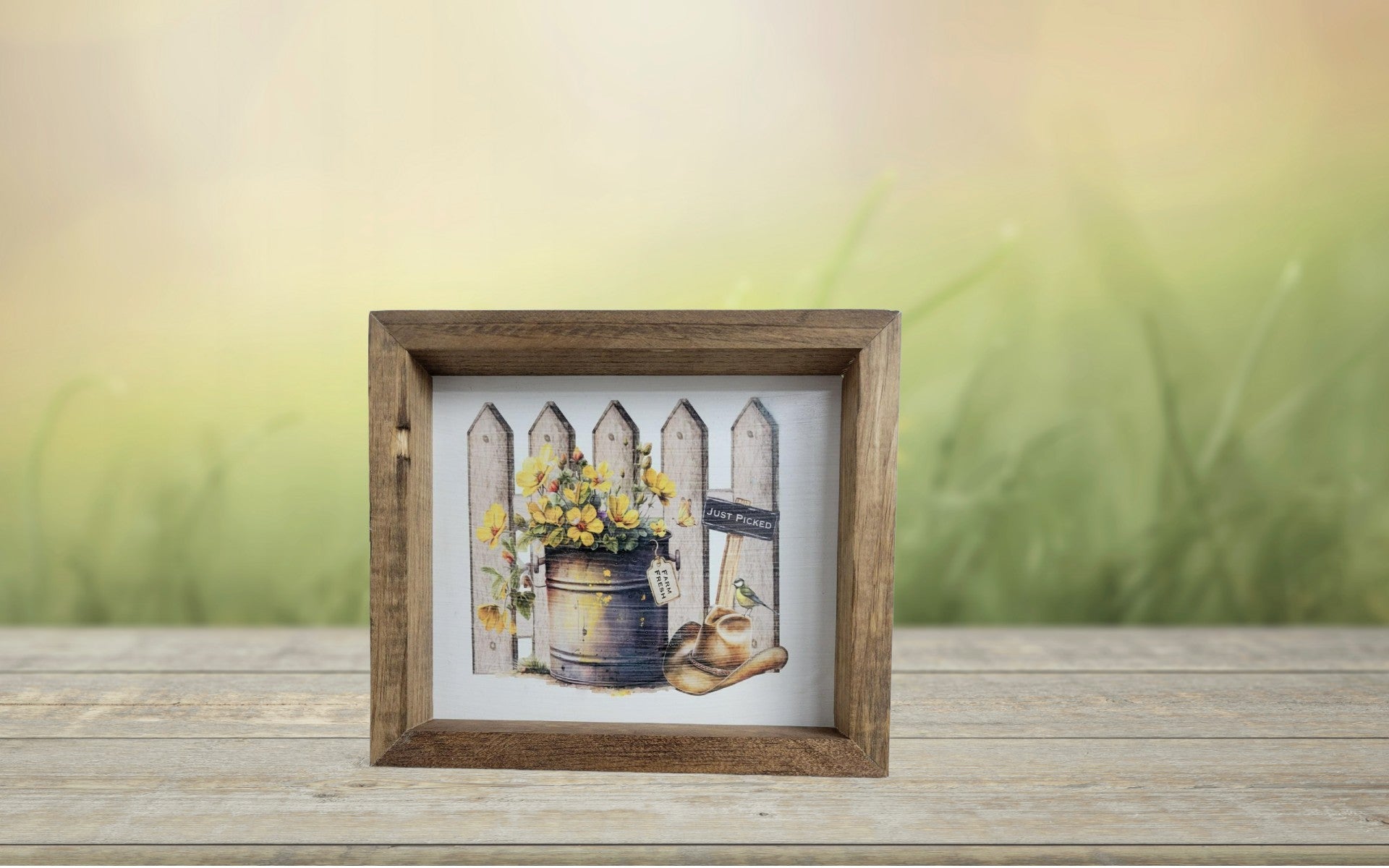 Yellow flowers Fence Sign - Sign, Handmade