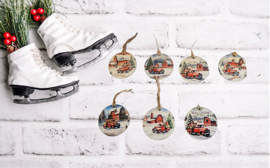 Red Truck ornaments - Truck, Ornament