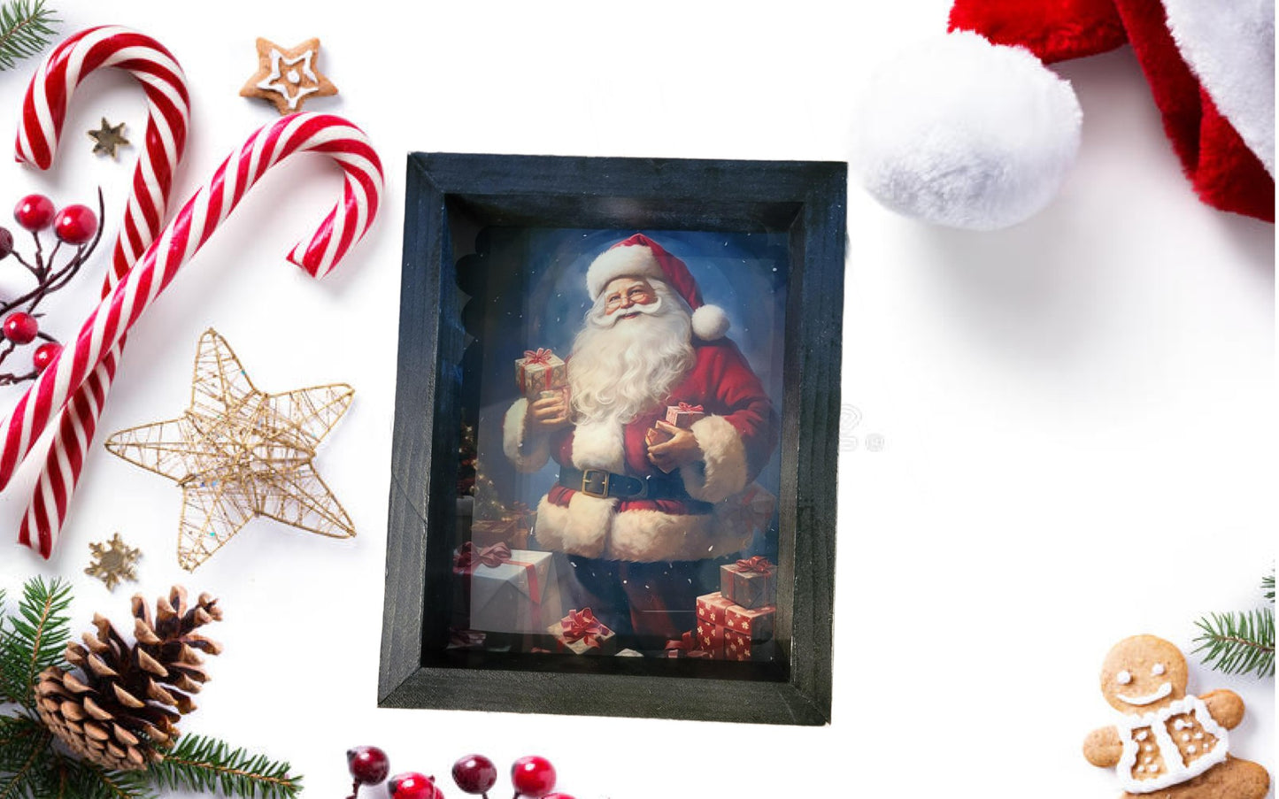 Santa Picture 2 - Picture, Wood