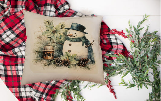 Snowman with Lantern Pillow - Pillow, Beautiful