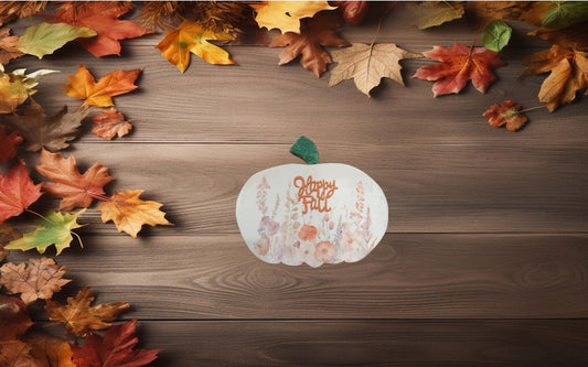 Happy Fall Pumpkin Sign – Floral Autumn Decor for Seasonal Crafts and Home Accents