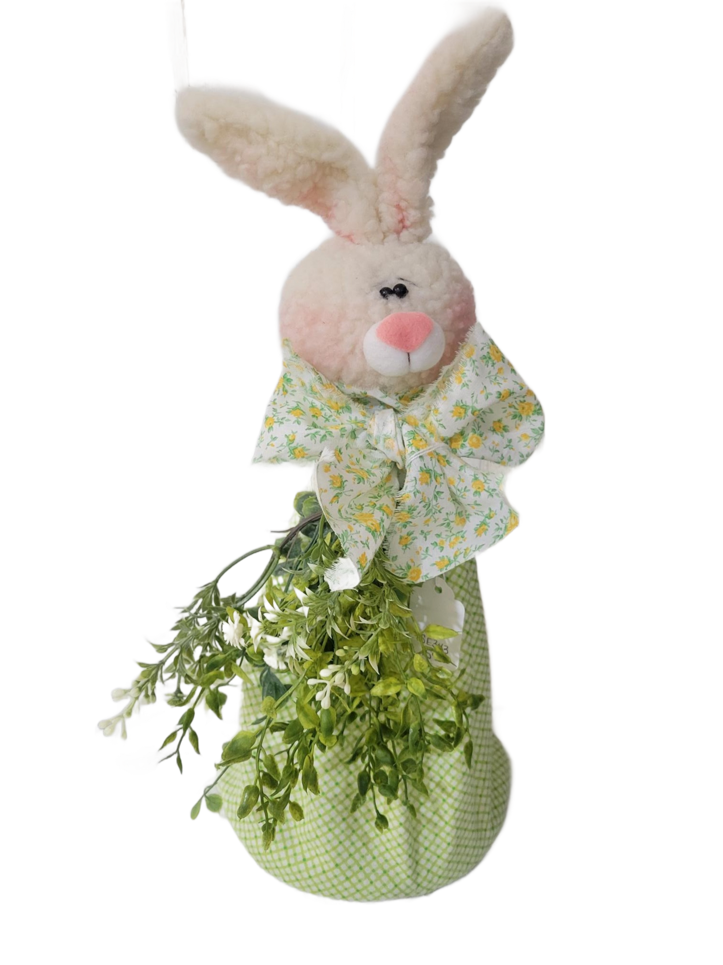 Handmade Standing Bunny – Floral Bow & Greenery Easter Decor