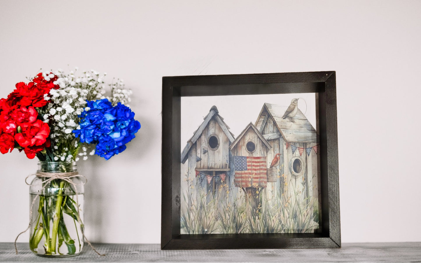 Rustic Patriotic Birdhouse Wall Art – Americana Farmhouse Decor