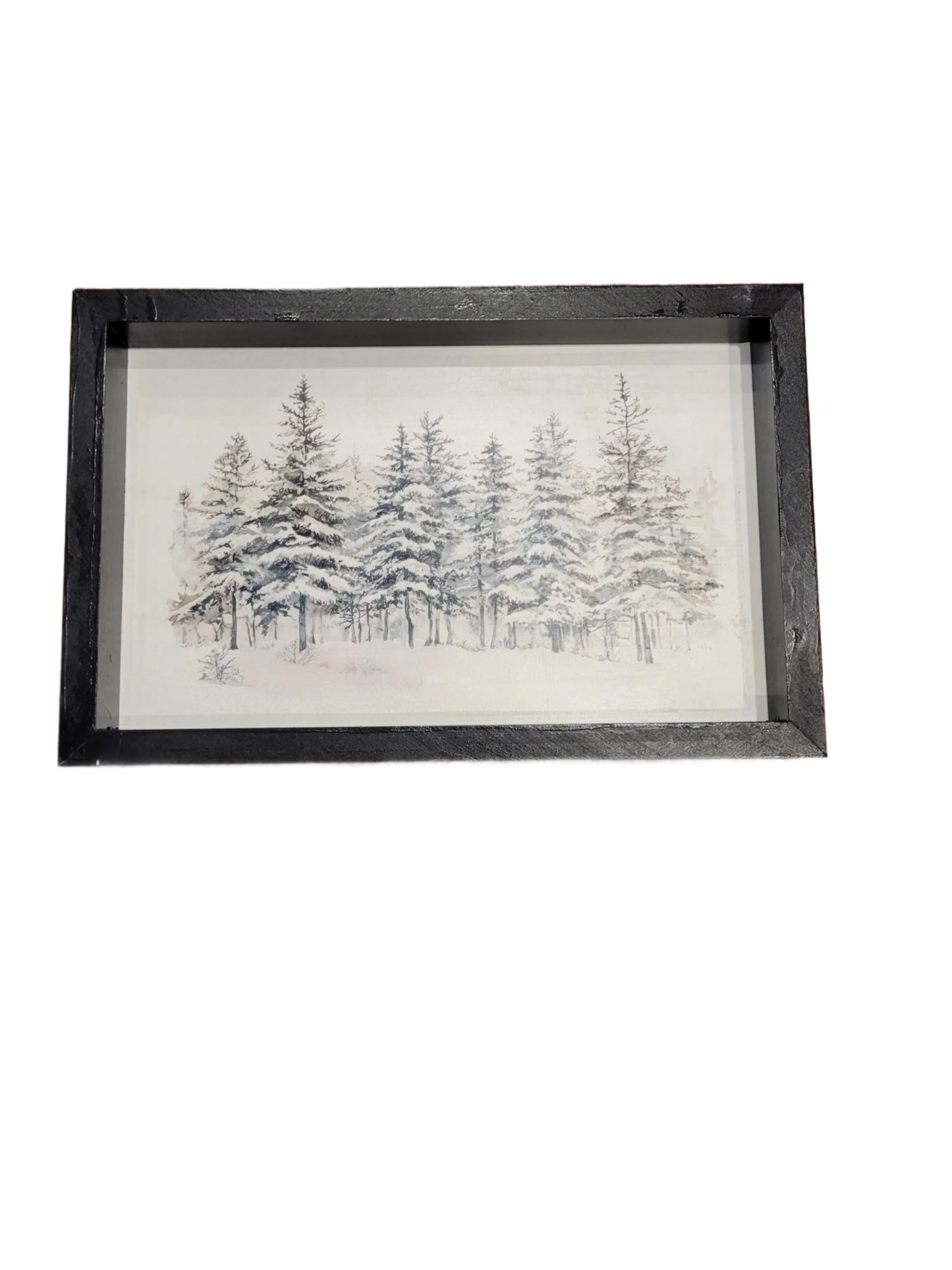 Winter Forest Landscape Framed Wall Art - Rustic Snowy Pine Scene
