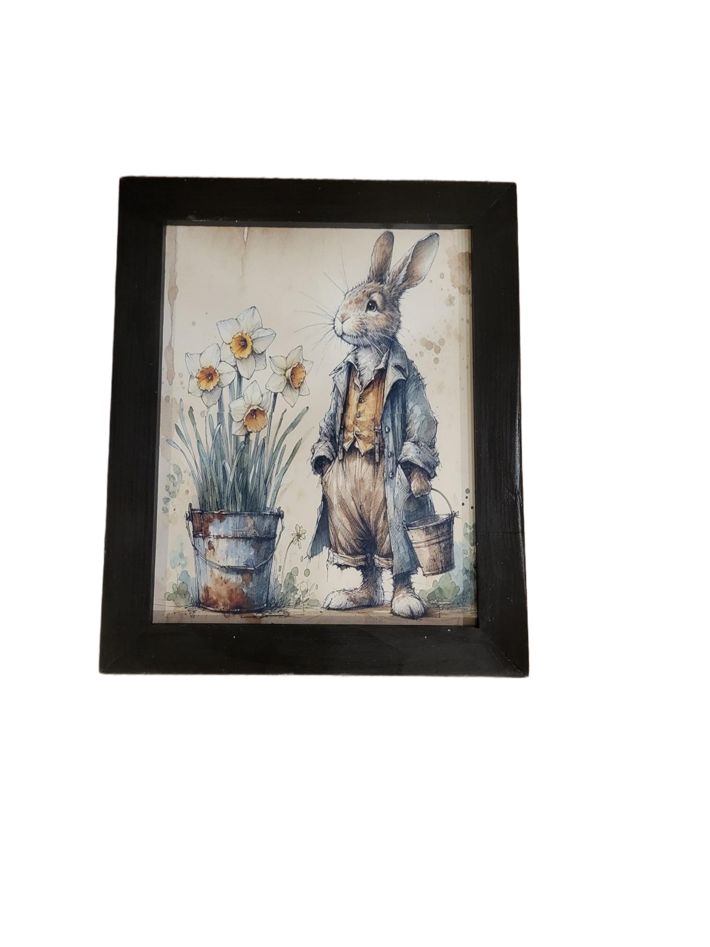 Vintage Rabbit and Daffodils Wall Art