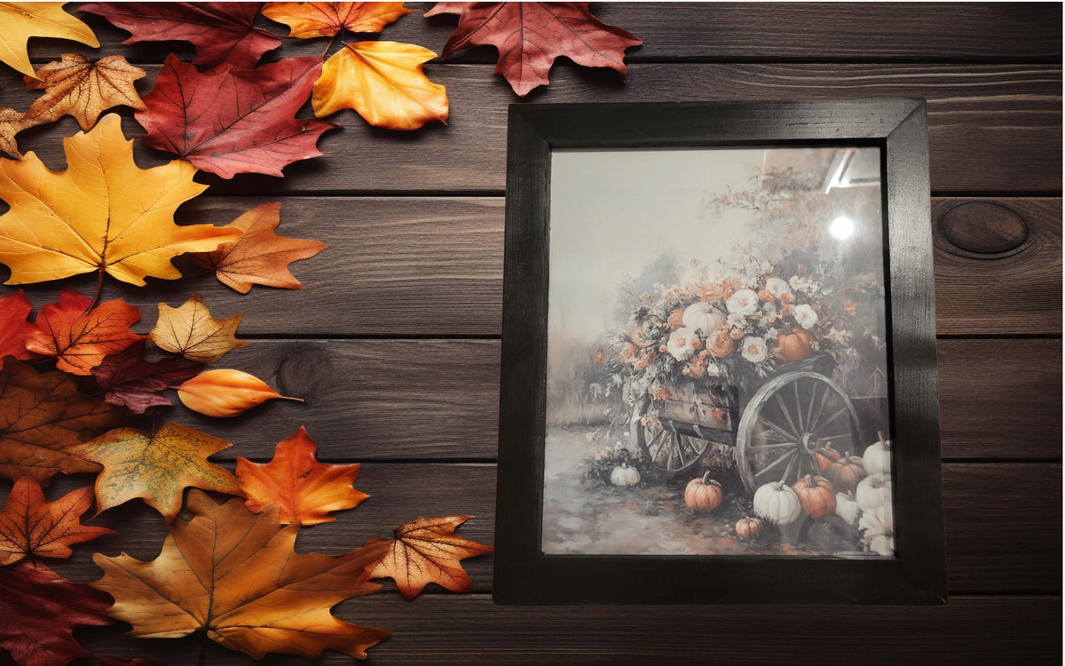 Fall Pumpkin Wagon Wall Art – Rustic Farmhouse Autumn Decor