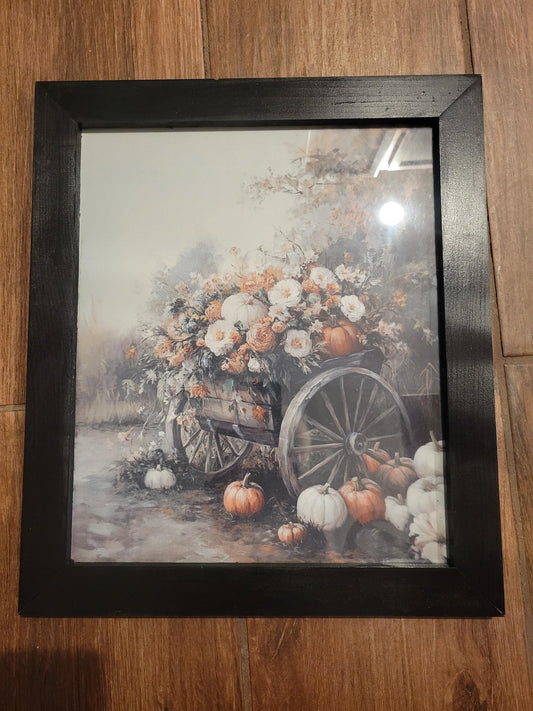 Fall Pumpkin Wagon Wall Art – Rustic Farmhouse Autumn Decor