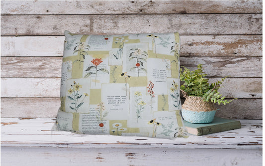 1 Corinthians 13 Scripture Throw Pillow – 18x18 Vintage Botanical Love Quote Cushion – Faith Based Floral Decorative Pillow – Christian Wedding & Anniversary Gift