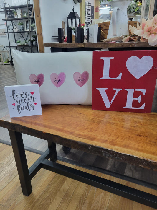 Faith Hope Love Decorative Lumbar Pillow