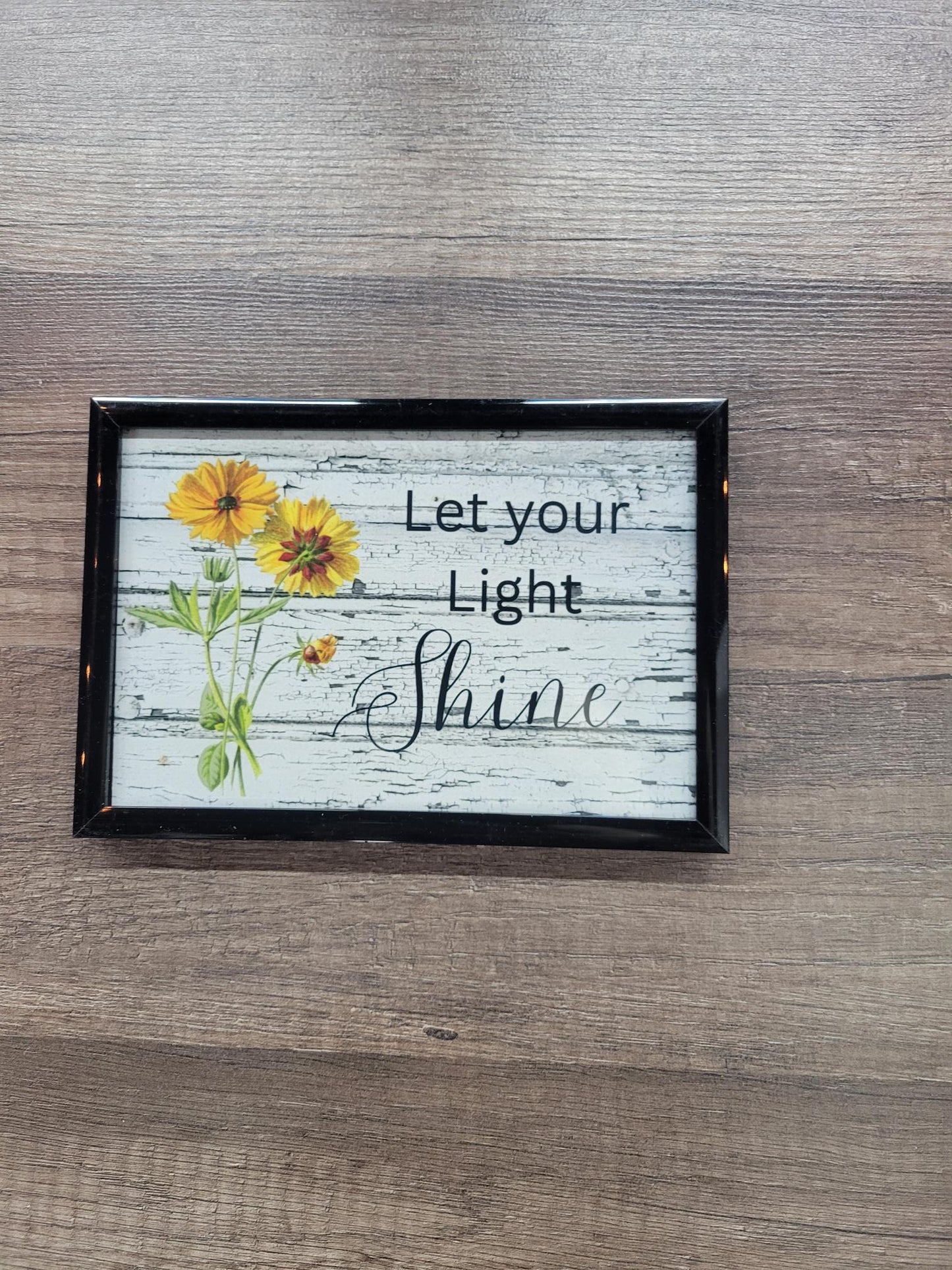 Let Your Light Shine Picture | Rustic Floral Inspirational Decor | Christian Farmhouse Wood Look Plaque