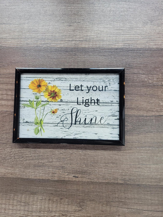 Let Your Light Shine Picture | Rustic Floral Inspirational Decor | Christian Farmhouse Wood Look Plaque