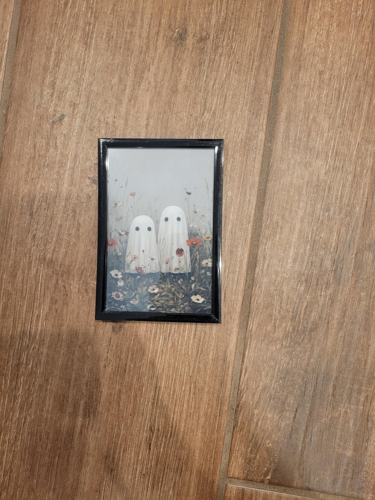 Cute Ghosts in Flower Field Framed Art | Cottagecore Halloween Decor