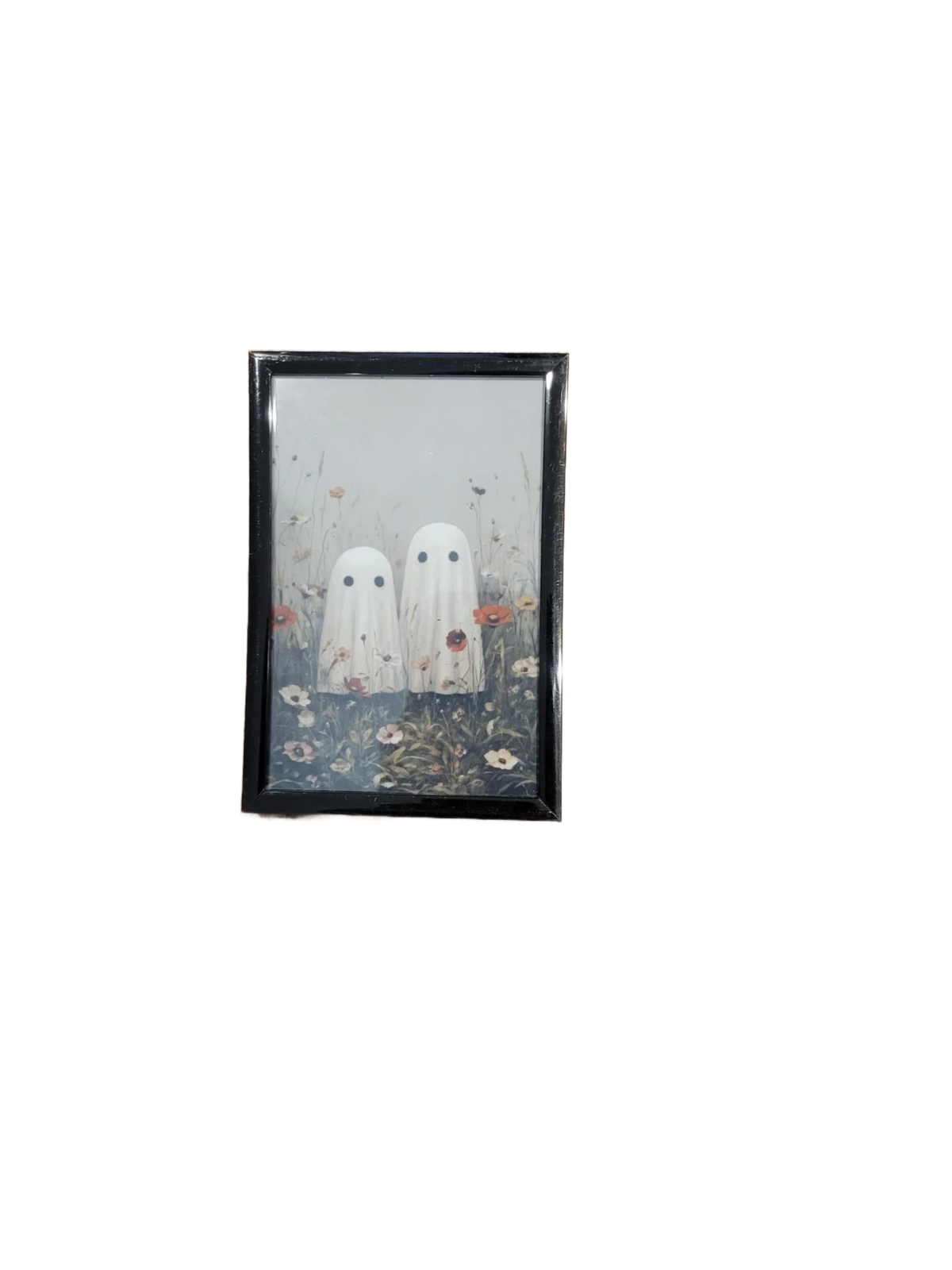 Cute Ghosts in Flower Field Framed Art | Cottagecore Halloween Decor