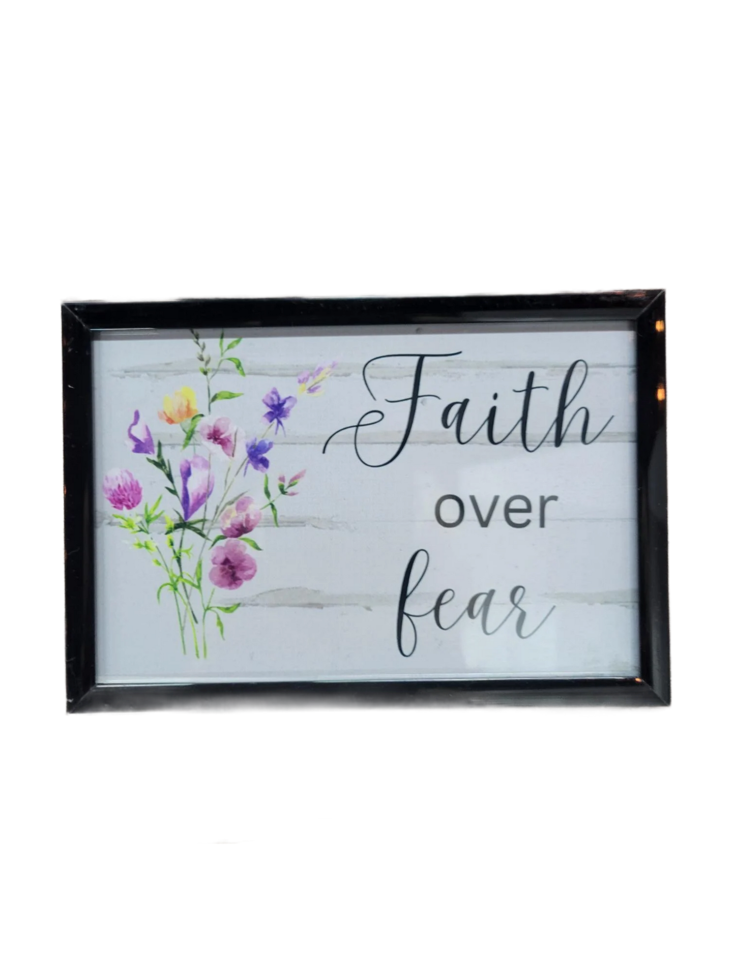 Faith Over Fear Floral Framed Picture | Inspirational Christian Farmhouse Deco
