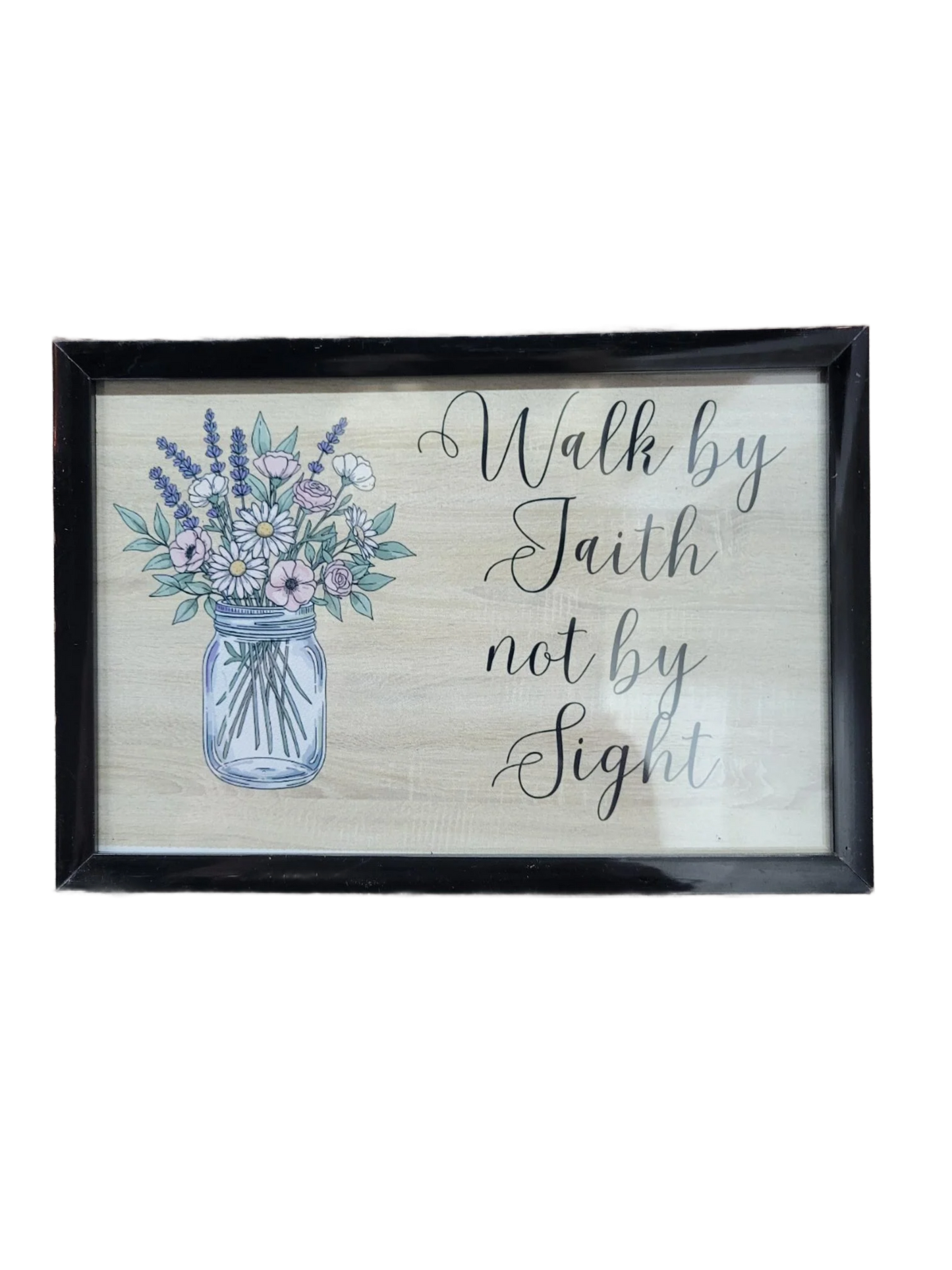 Walk by Faith Not by Sight Picture | Christian Floral Farmhouse Decor | Inspirational Scripture picture