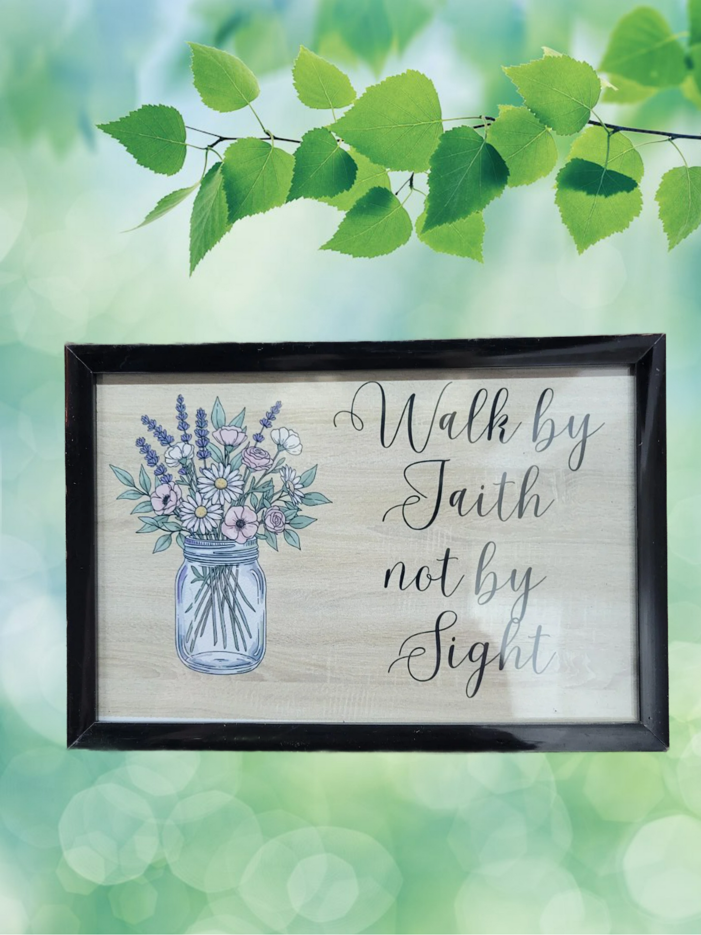 Walk by Faith Not by Sight Picture | Christian Floral Farmhouse Decor | Inspirational Scripture picture