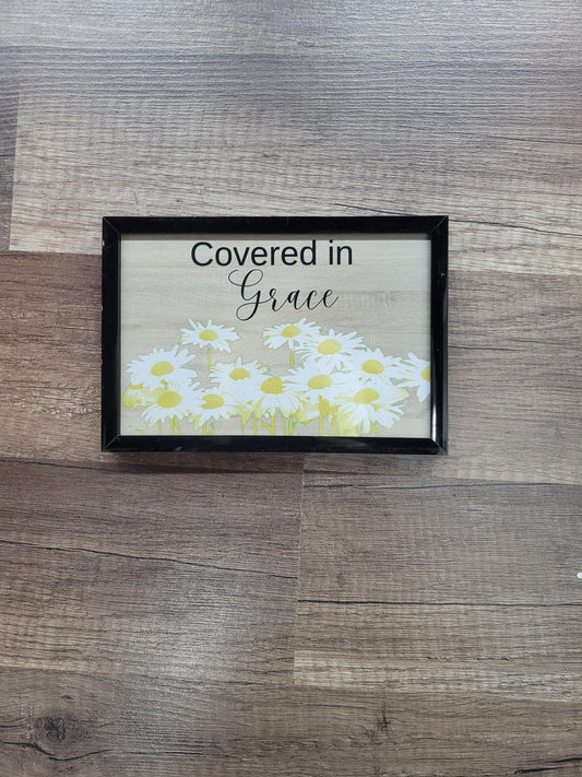 Covered in Grace Daisy Floral Framed Picture | Rustic Christian Farmhouse Decor