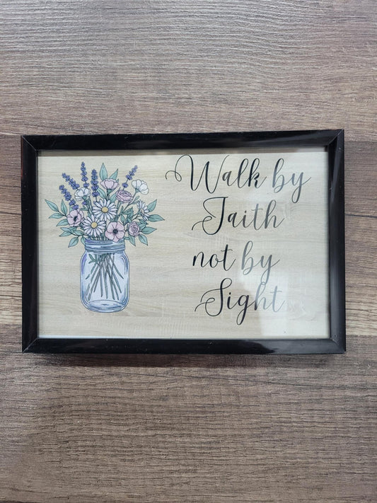 Walk by Faith Not by Sight Picture | Christian Floral Farmhouse Decor | Inspirational Scripture picture