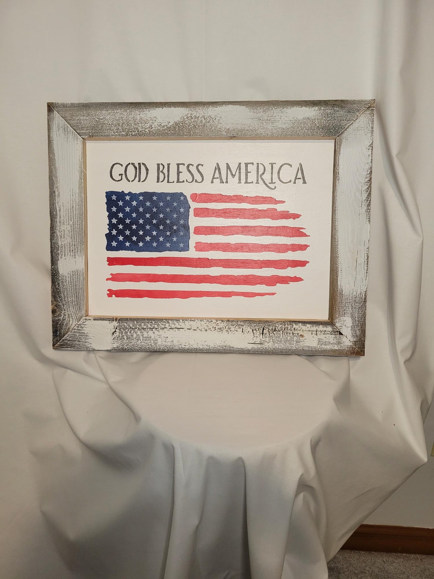 God Bless America Wood Frame - Wood, Barn