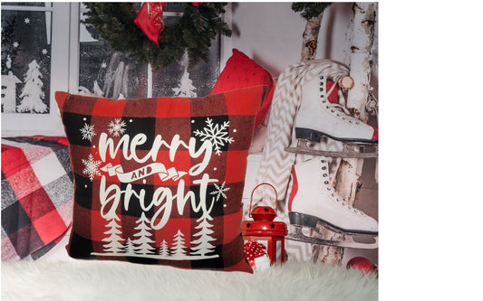 Merry & Bright Pillow - Pillow, Black
