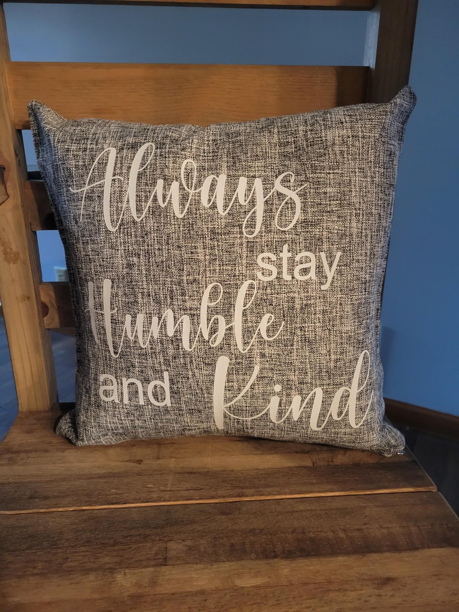 Gray Stay Humble and Kind Pillow - Pillow, Washing