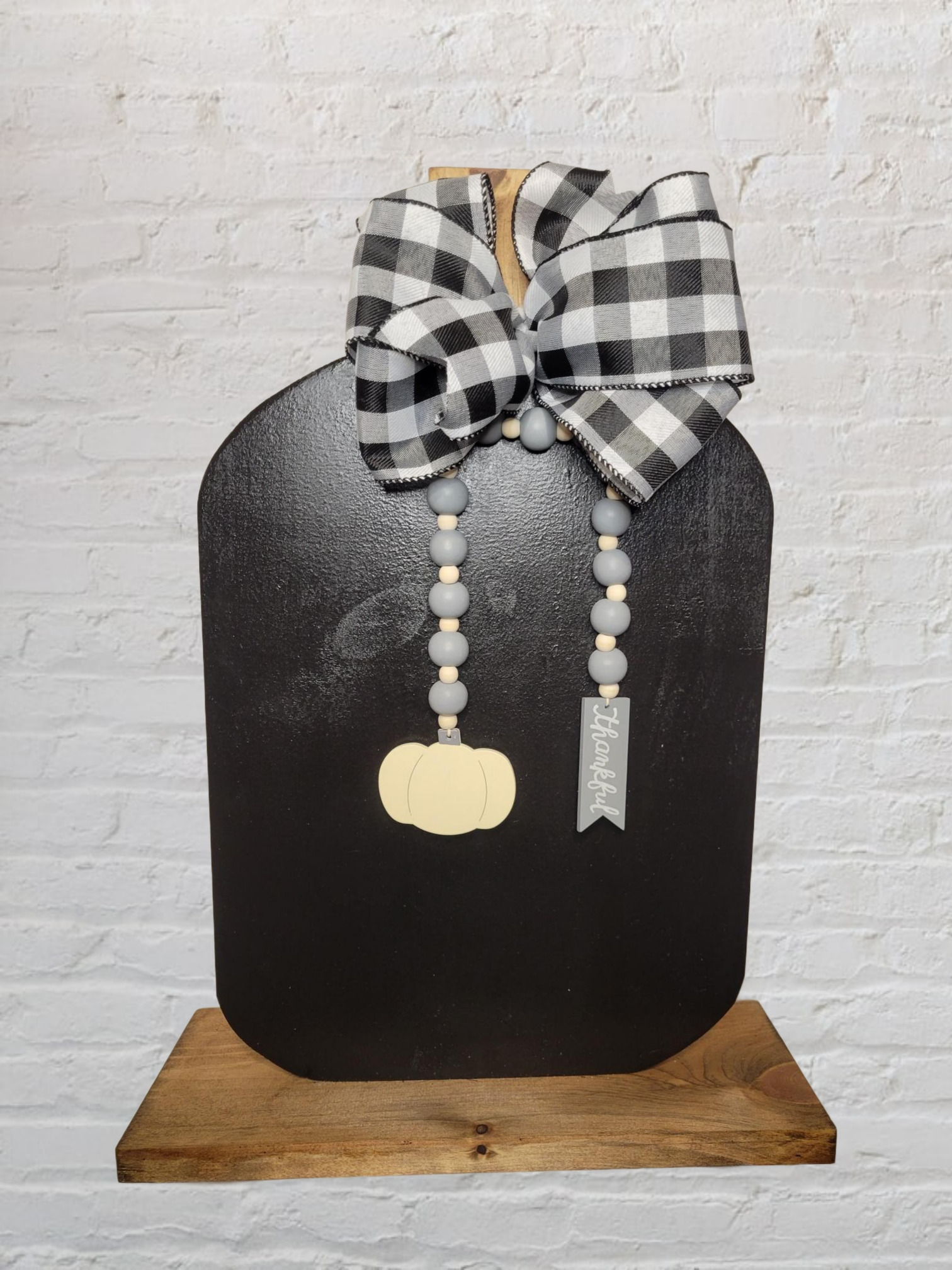 Black Bead Wood Pumpkin - Pumpkin, Black