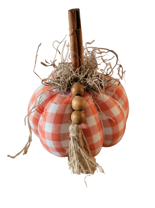 Fabric Pumpkin with beads - Pumpkin, Bead