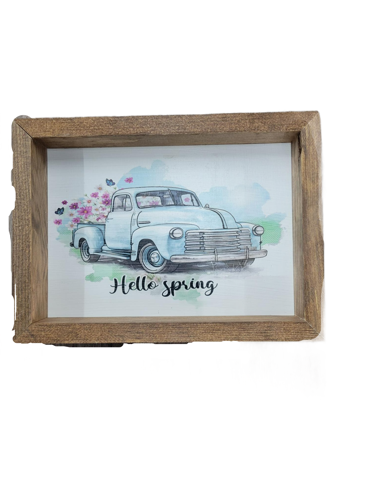 Blue Truck Happy Spring Sign - Spring, Handmade
