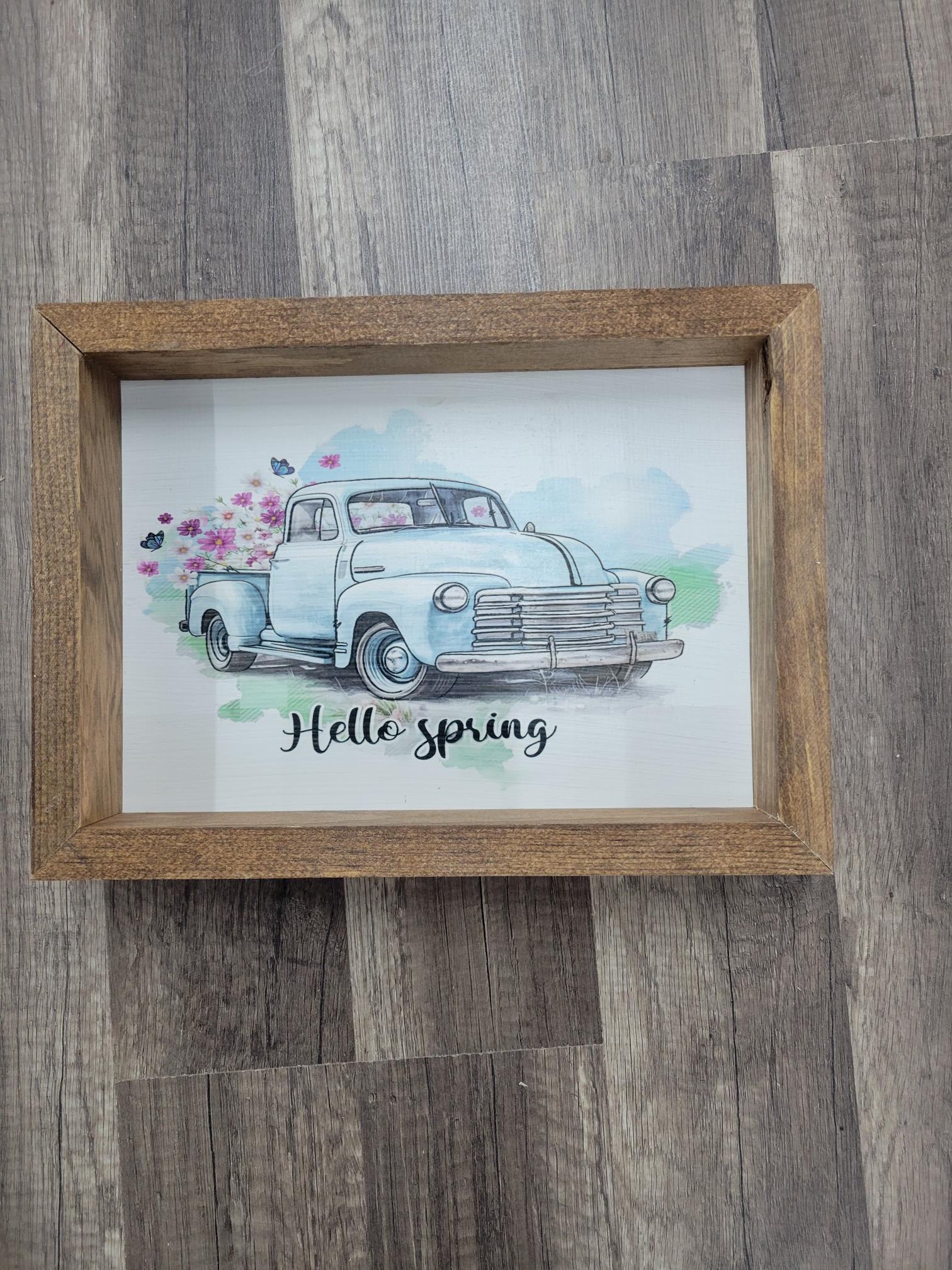 Blue Truck Happy Spring Sign - Spring, Handmade
