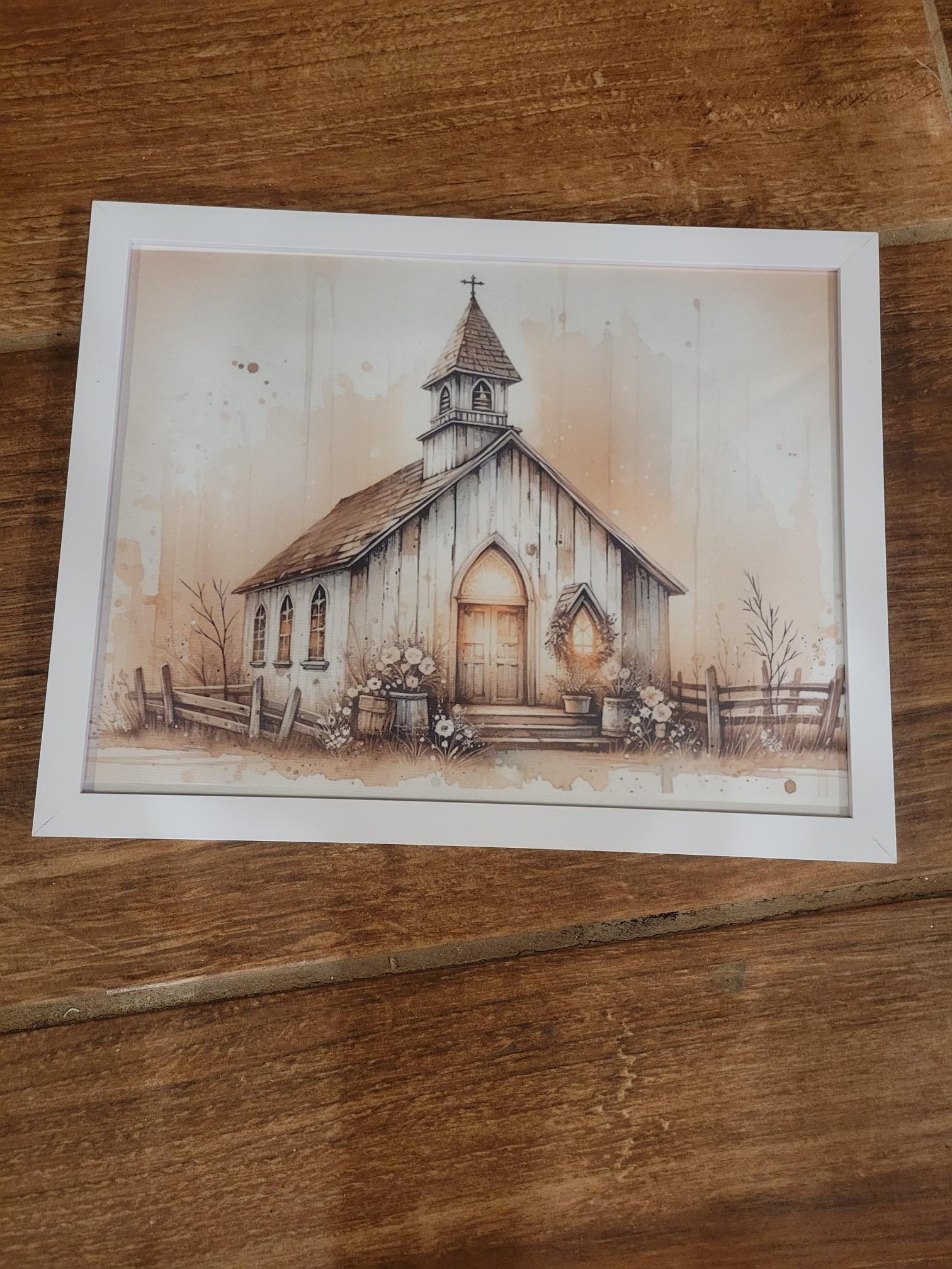 Old chapel with barrels and flowers | Picture - Picture, Chapel