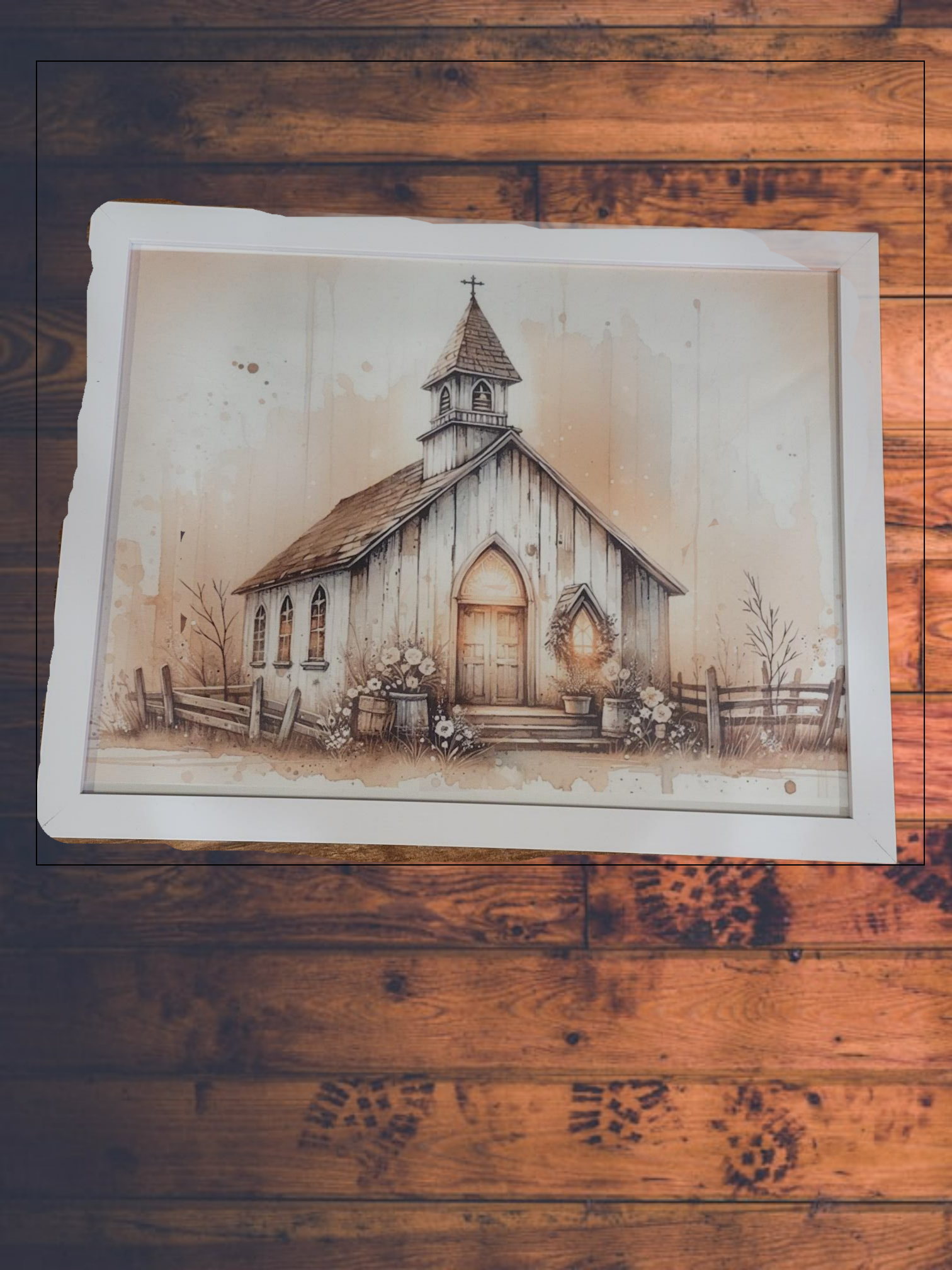 Old chapel with barrels and flowers | Picture - Picture, Chapel