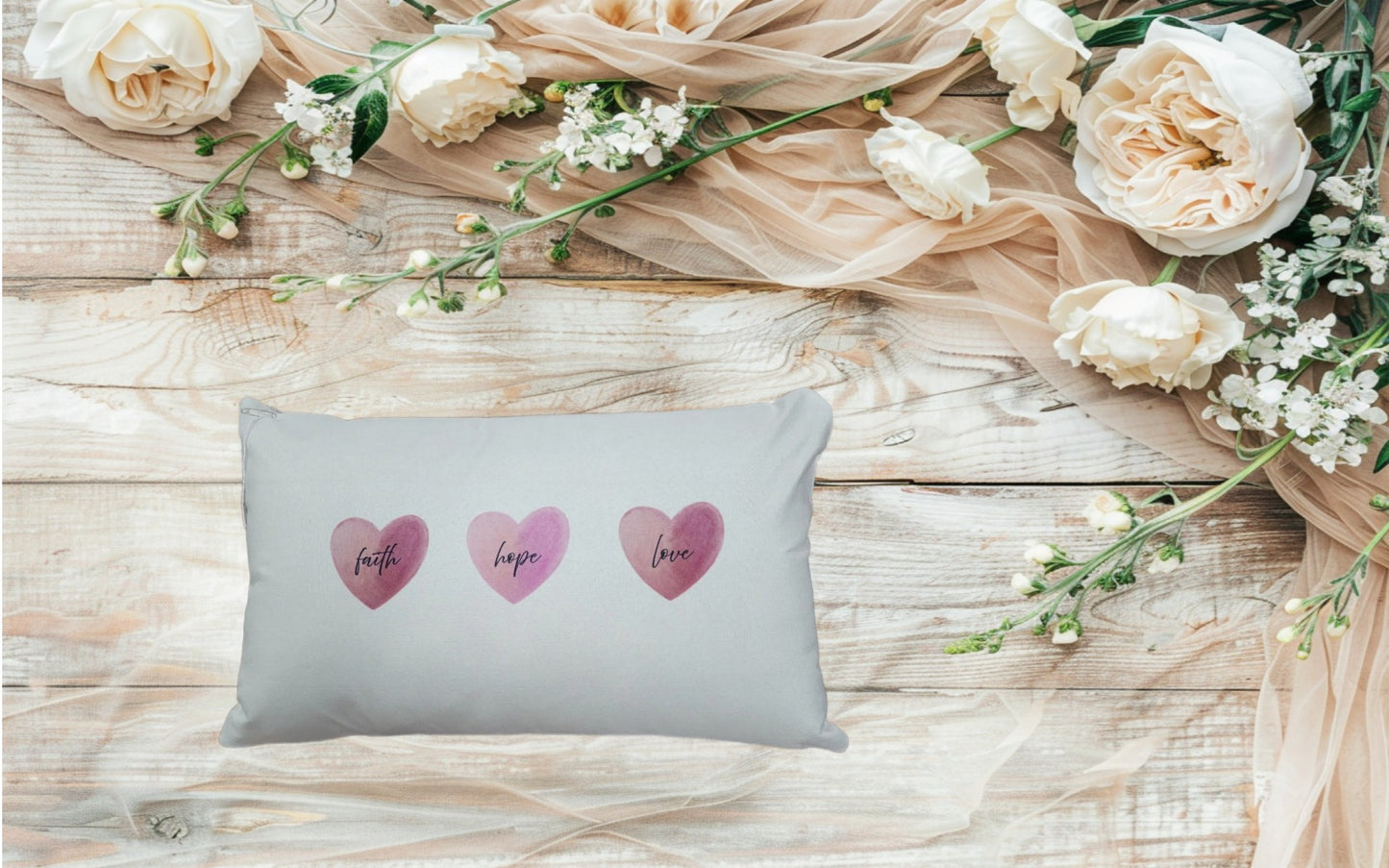 Faith Hope Love Decorative Lumbar Pillow