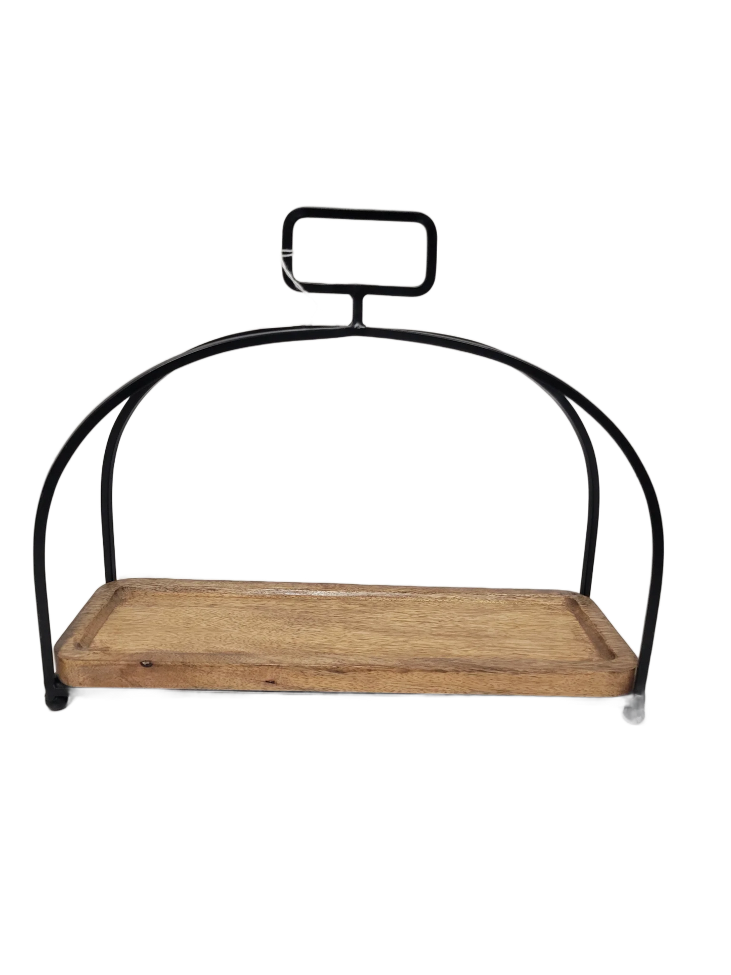 Rustic Wood Tray with Metal Handle Frame | Farmhouse Decorative Serving Tray | Kitchen Counter Decor | Coffee Bar Organizer