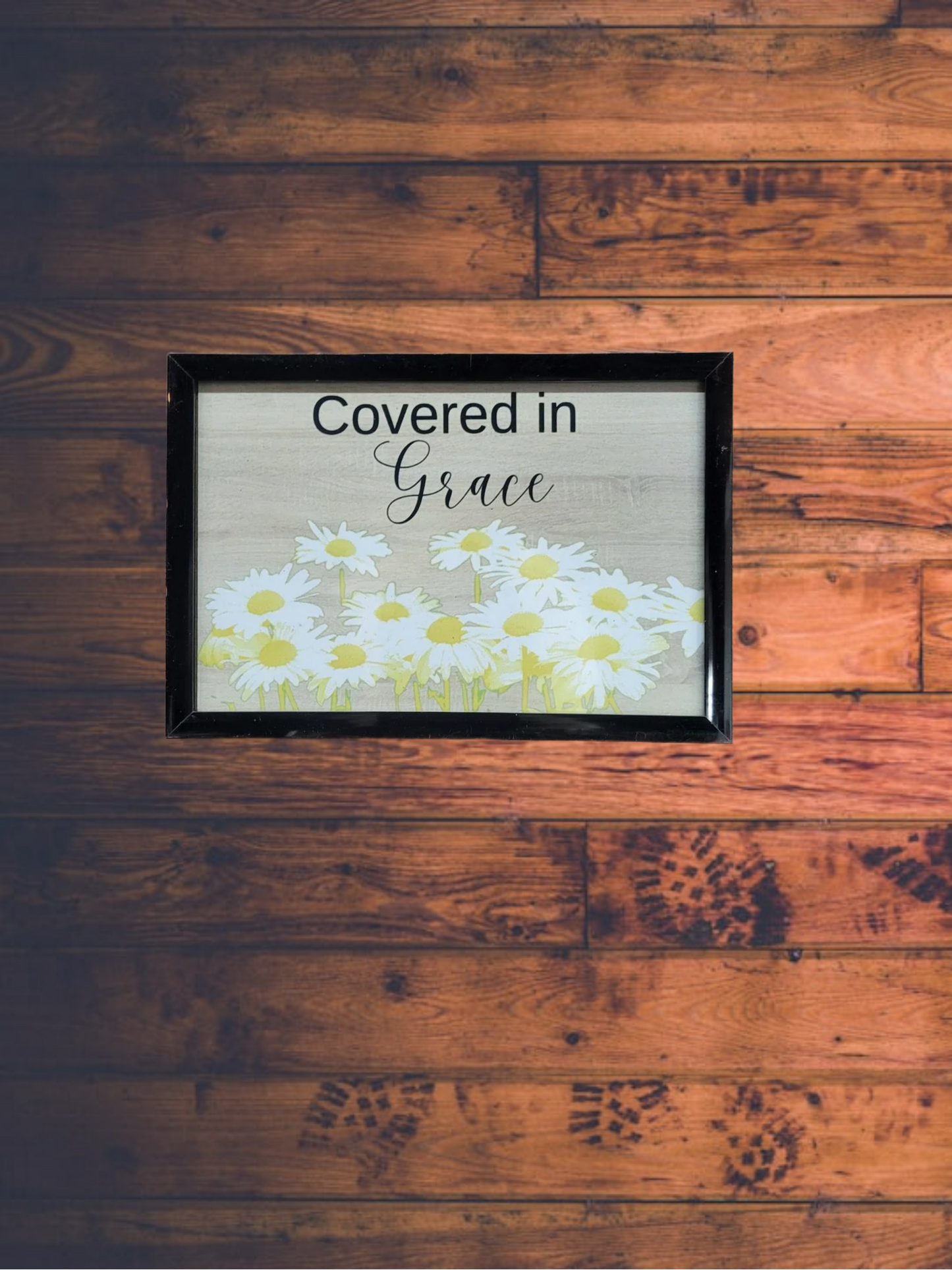 Covered in Grace Daisy Floral Framed Picture | Rustic Christian Farmhouse Decor